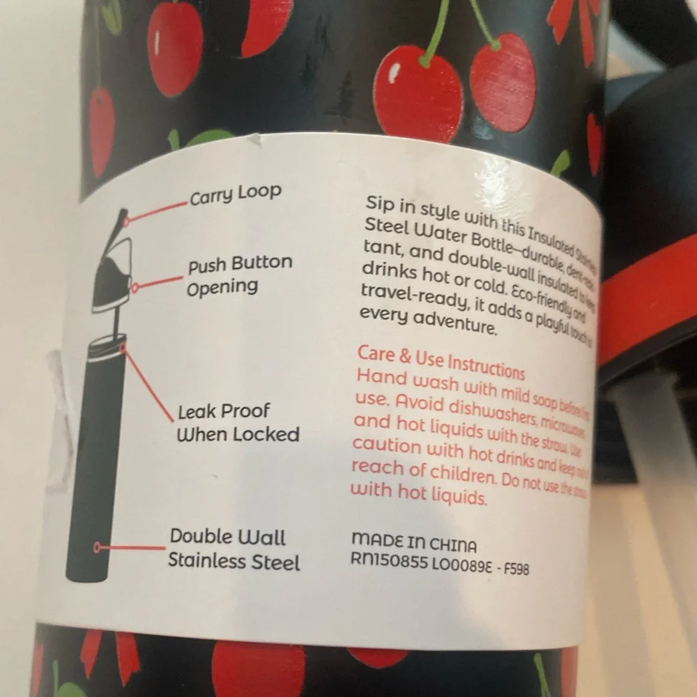 Black Cherry Stainless Water Bottle